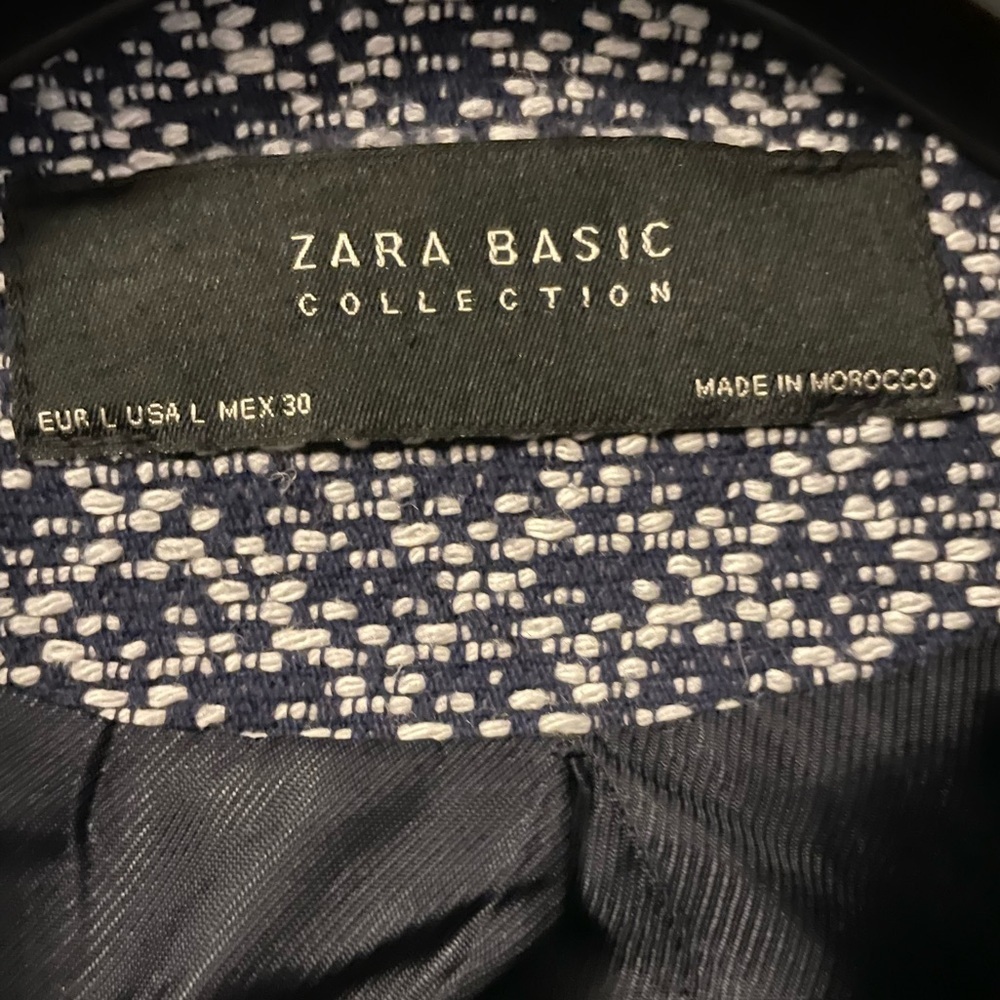 Zara Navy and White Tweed Jacket - Picture 3 of 4